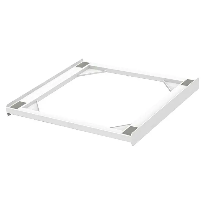 Xavax Zwischenbaurahmen - Passend für: Für Geräte mit einer Breite von 55 bis 60 cm - Weißes quadratisches Geräteuntergestell mit grauen Anti-Rutsch-Pads.