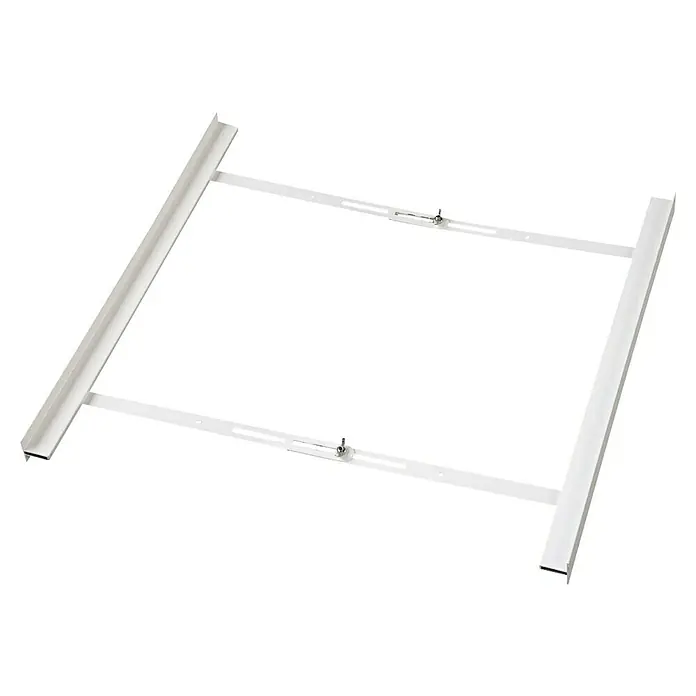 Xavax Zwischenbaurahmen - Passend für: Alle Geräte mit einer Breite von 55 bis 66 cm - Weißes Metallgestell für Tisch oder Schreibtisch, mit verstellbaren Querstreben.