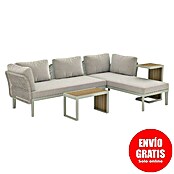 Sunfun Solo Conjunto de muebles chaise lounge + mesa auxiliar + respaldo (4 pzs., Gris claro) | BAUHAUS