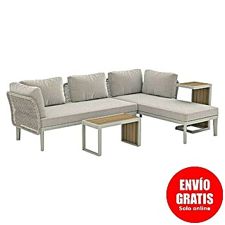 Sunfun Solo Conjunto de muebles chaise lounge + mesa auxiliar + respaldo (4 pzs., Gris claro)
