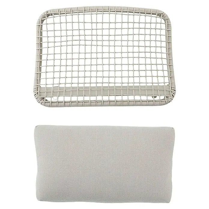 Sunfun Solo Rope Módulo de conjunto de respaldo con cojín - Aluminio, Gris claro - Silla de ratán con cojín, ideal para uso interior o exterior. El diseño tejido y el color claro añaden un toque moderno a cualquier espacio.
