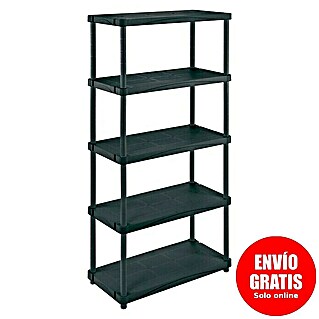 Terry Estantería de plástico (Al x An x Pr: 173,4 x 80 x 40 cm, Número de baldas: 5 ud., Inserción, Negro)