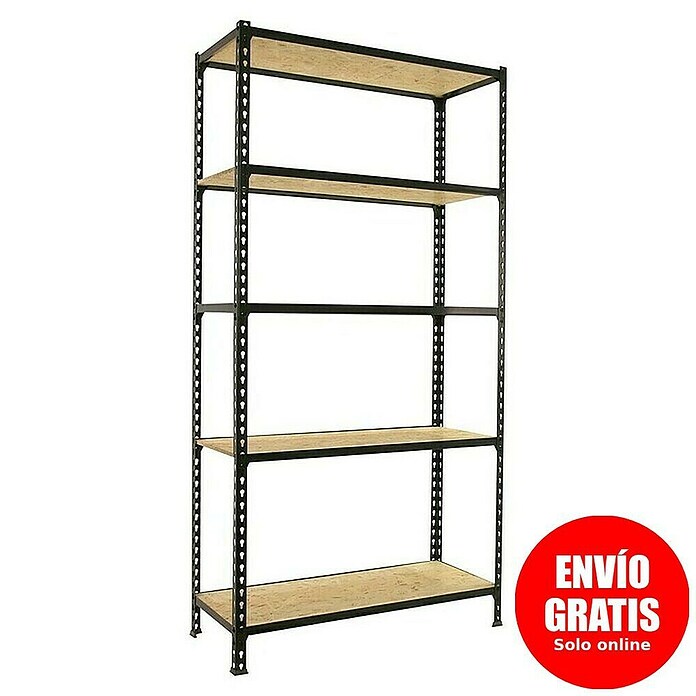 Simonrack Maderclick Estantería metálica Plus (Al x An x Pr: 200 x 100 x 40 cm, Capacidad de carga por balda: 150 kg, Número de baldas: 5 ud., Inserción, Antracita/OSB) | BAUHAUS