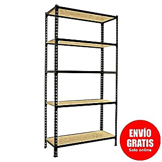 Simonrack Maderclick Estantería metálica Plus (Al x An x Pr: 200 x 100 x 40 cm, Capacidad de carga por balda: 150 kg, Número de baldas: 5 ud., Inserción, Antracita/OSB)