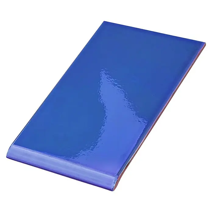 Cenefa para baldosas Vierteaguas - 28 x 14 cm, Azul, Brillante - Azulejo de pared rectangular de color azul cobalto brillante para toques elegantes en interiores. Ideal para cocinas o baños.