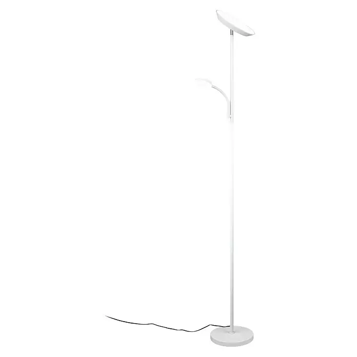 Trio Lighting Lámpara de pie LED con lector - 18 W, Altura: 178 cm, Blanco, Blanco cálido - Moderna lámpara de pie blanca con dos fuentes de luz ajustables para una iluminación brillante. Ideal para salones y oficinas.