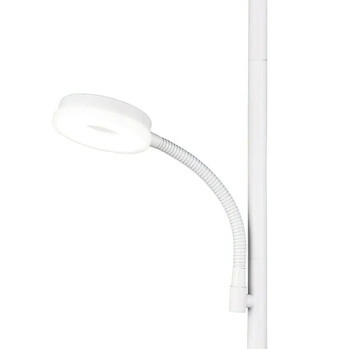 Trio Lighting Lámpara de pie LED con lector - 18 W, Altura: 178 cm, Blanco, Blanco cálido - Lámpara de oficina con brazo flexible y luz LED para una iluminación óptima. Ideal para escritorios y áreas de trabajo.