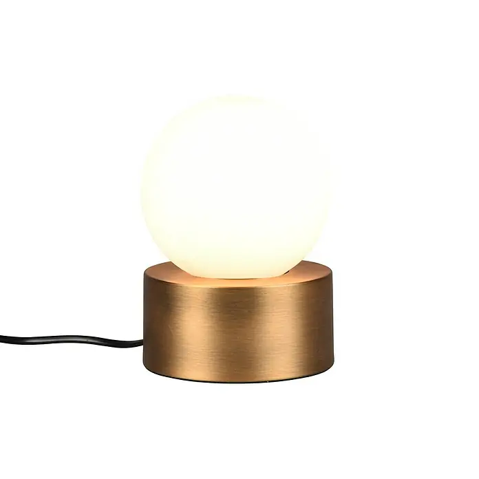 Trio Lighting Lámpara de sobremesa redonda Countess - 25 W, Ø x Al: 12 x 17 cm, Bronce, E14 - Elegante lámpara de mesa con pantalla esférica sobre una base cilíndrica en aspecto dorado. Perfecta para una iluminación de acento elegante.