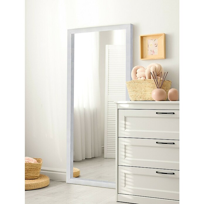 Espejo con marco de madera natural Mauren (49 x 139 cm, Blanco, Madera) | BAUHAUS
