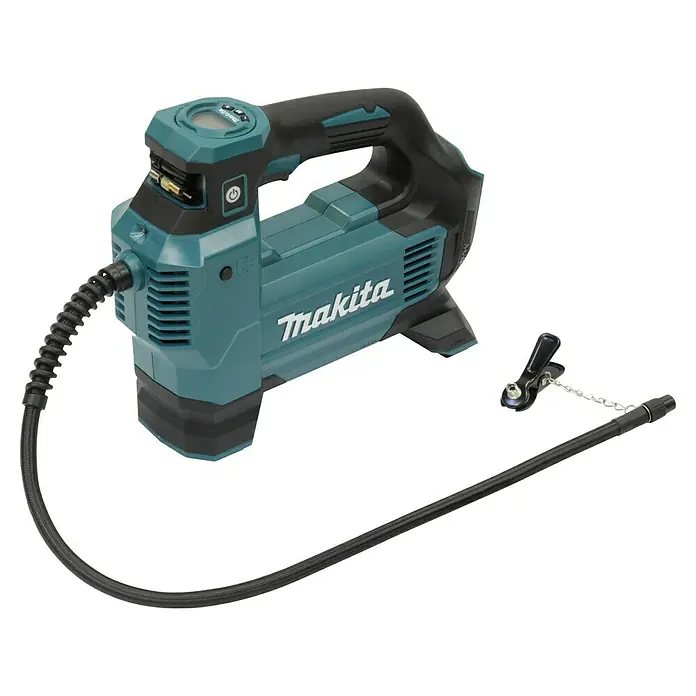 Makita LXT 18V Akku-Kompressor DMP181Z - 18 V, Ohne Akku, 11,1 bar - Ein Makita Akku-Kompressor, ideal für den mobilen Einsatz zum Aufpumpen von Reifen und Bällen, mit digitaler Anzeige und flexiblen Schlauch.