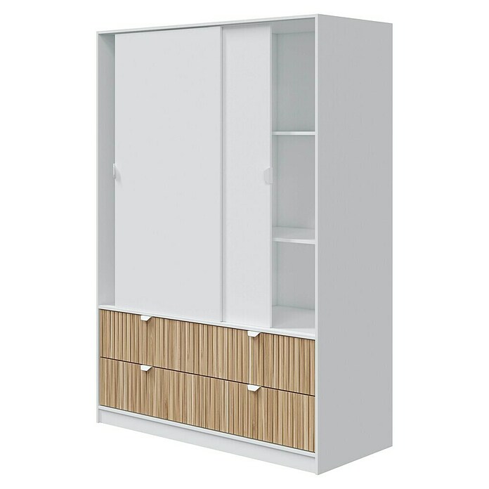 Armario con puertas correderas Ega (L x An x Al: 60 x 140 x 200 cm, Blanco Artik/Natur, Espesor: 15 mm) | BAUHAUS