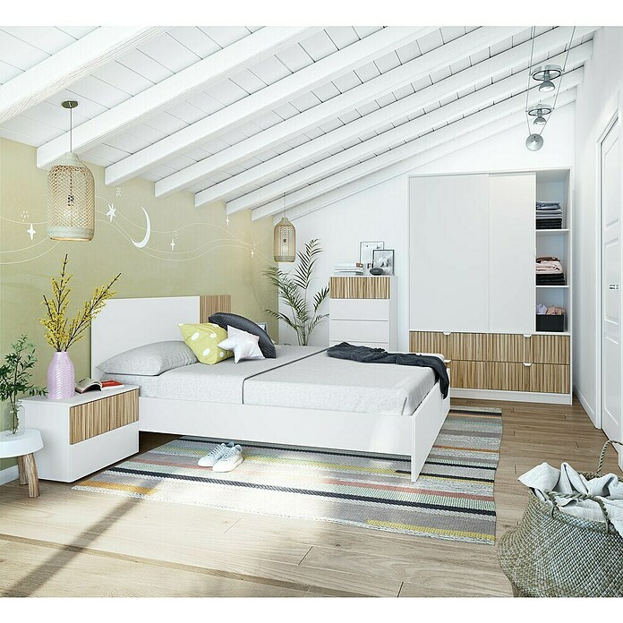 Armario con puertas correderas Ega (L x An x Al: 60 x 140 x 200 cm, Blanco Artik/Natur, Espesor: 15 mm) | BAUHAUS