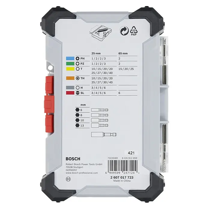 Bosch Bit-Set Extra Hard - 43 -tlg. - Bit-Set von Bosch mit verschiedenen Größen und Typen in einer praktischen Aufbewahrungsbox für Schraubarbeiten.