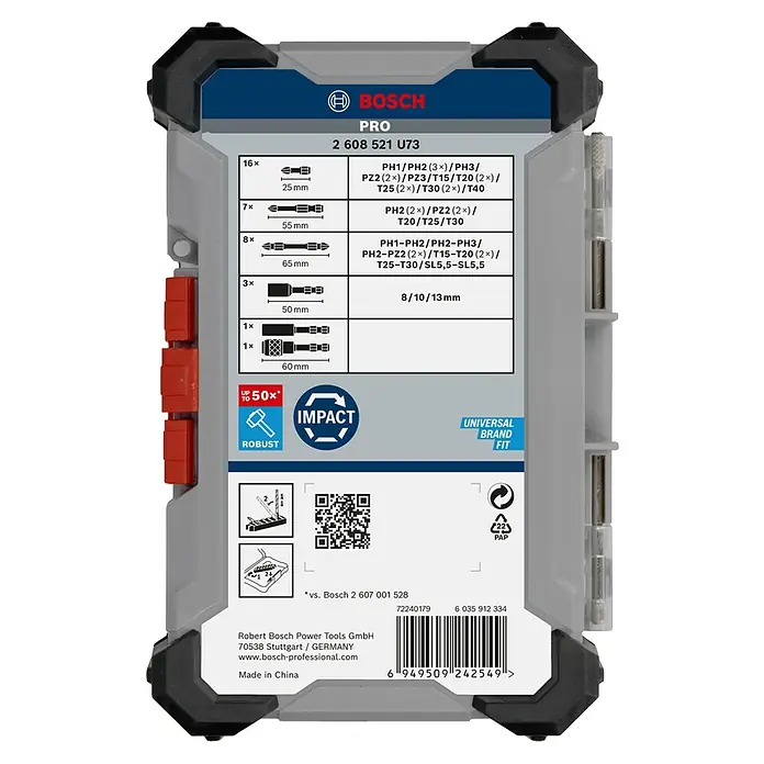 Bosch Bit-Set PRO Impact - 36 -tlg. - Bosch PRO Schlagbit-Set in einem grau-schwarzen Koffer, mit diversen Schrauberbits und Steckschlüsseln.