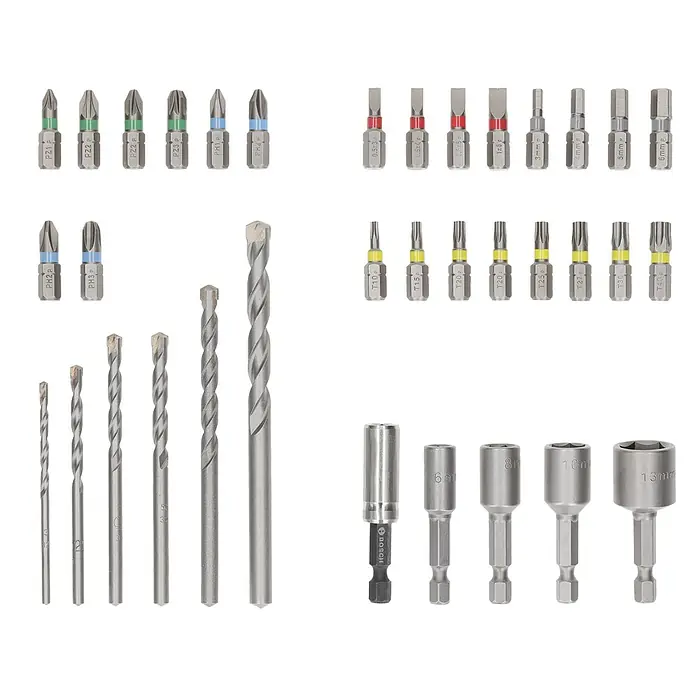 Bosch Bohrer- & Bit-Set Extra Hard und CYL-3 - 35 -tlg., 3 mm - 8 mm - Sortiment verschiedener Metall-Schraub-, Bohr- und Steckschlüsselbits in diversen Größen und Antriebsarten.