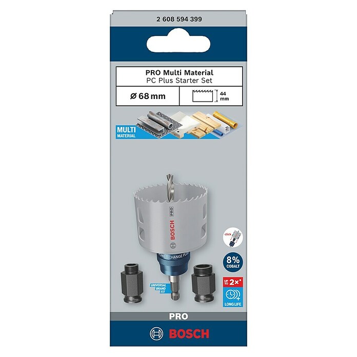 Bosch Professional Set de sierras de corona Multi Material PC Plus (Diámetro: 68 mm, 5 pzs.) | BAUHAUS