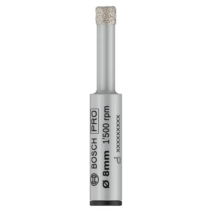 Bosch Fliesenbohrer Pro Ceramic Dry - 1 Stk., Durchmesser Bohrer: 8 mm - Silberner Bosch Pro 8mm Diamantbohrer mit strukturierter Spitze, max. 1.500 U/min.