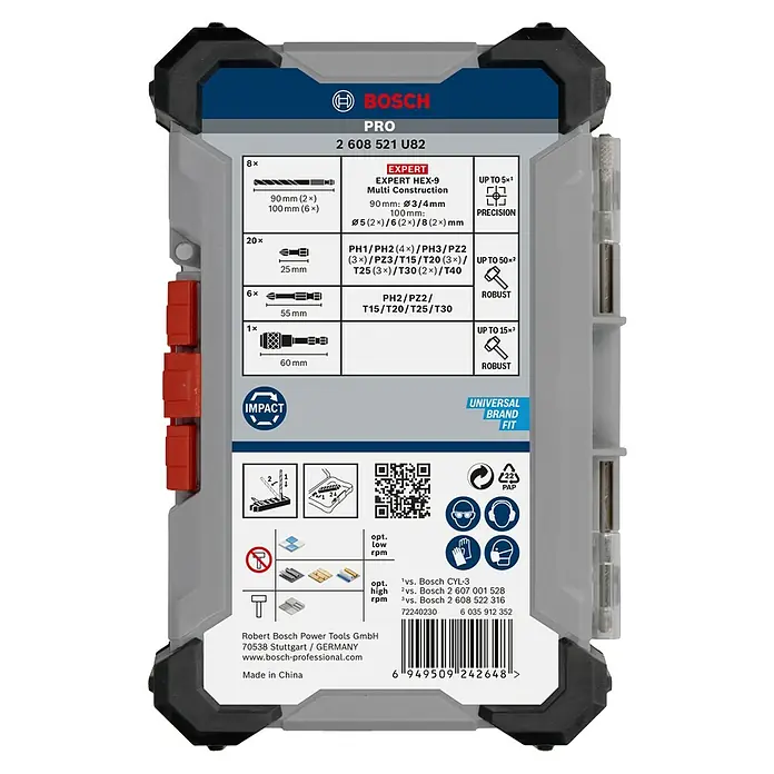 Bosch Bohrer- & Bit-Set Pro Impact Mixed Set - 35 -tlg. - Bosch Pro Expert HEX-9 Multi Construction Bohrer- und Bit-Set mit verschiedenen Größen und Typen für vielseitige Anwendungen.