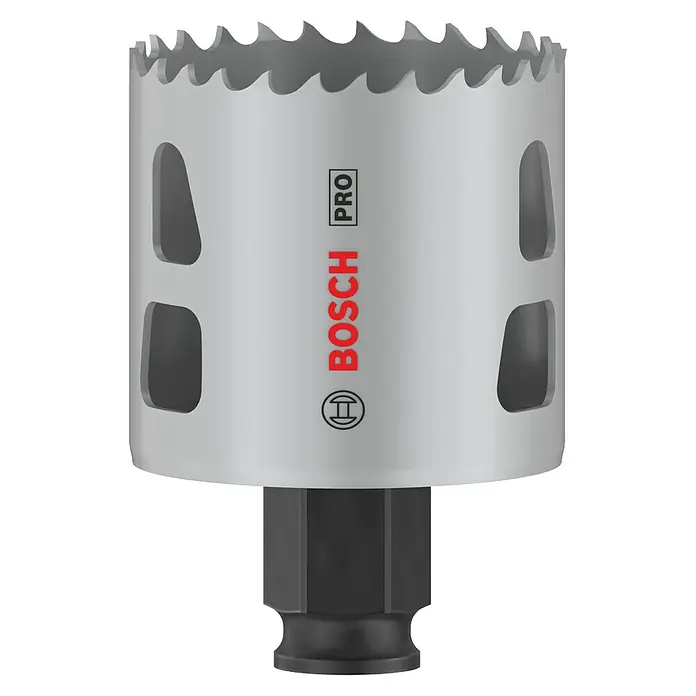 Bosch Lochsäge Pro Multi Material PC Plus - Durchmesser: 51 mm, Stahl - Das Bild zeigt eine Bosch Pro Lochsäge, ein Werkzeug zum präzisen Bohren großer Löcher in verschiedene Materialien.