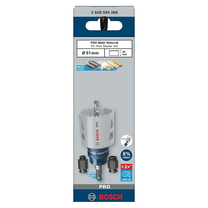 Bosch Professional Set kron za vrtanje PRO Multi Material PC Plus  (Premer: 51 mm, 5 -del.) | 2540 - Vorsatz-/Zusatzgeräte f Bohrmasch | BCDA - Zubeh Bohrm/Bohrhämmer/Akkumasch | BCD - Maschinenzubehör | BC - Maschinenzubehör | B - Werkz/Masch/Maschzubeh/Auto | BAUHAUS