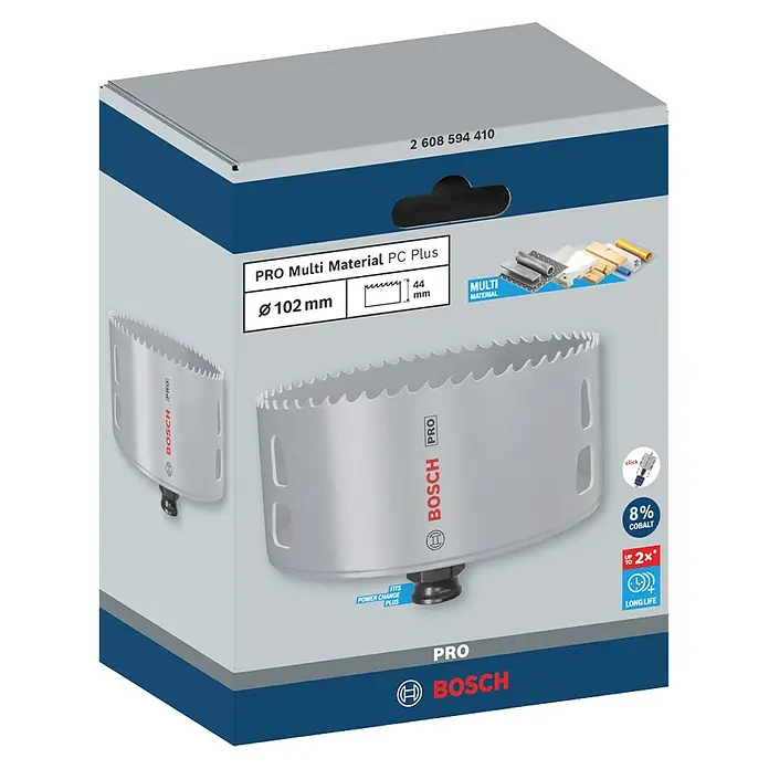 Bosch Lochsäge Pro Multi Material PC Plus - Durchmesser: 102 mm, Stahl - Abbildung der Bosch Pro Multi Material PC Plus Lochsäge.