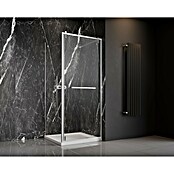 Camargue Palermo Eckdusche (L x B x H: 80 x 90 x 200 cm, Laufrollen tragen in der Höhe bis zu 40 mm auf, Unbeschichtet, Silberglanz, Glasstärke: 6 mm, DIN Anschlag: Rechts) | BAUHAUS