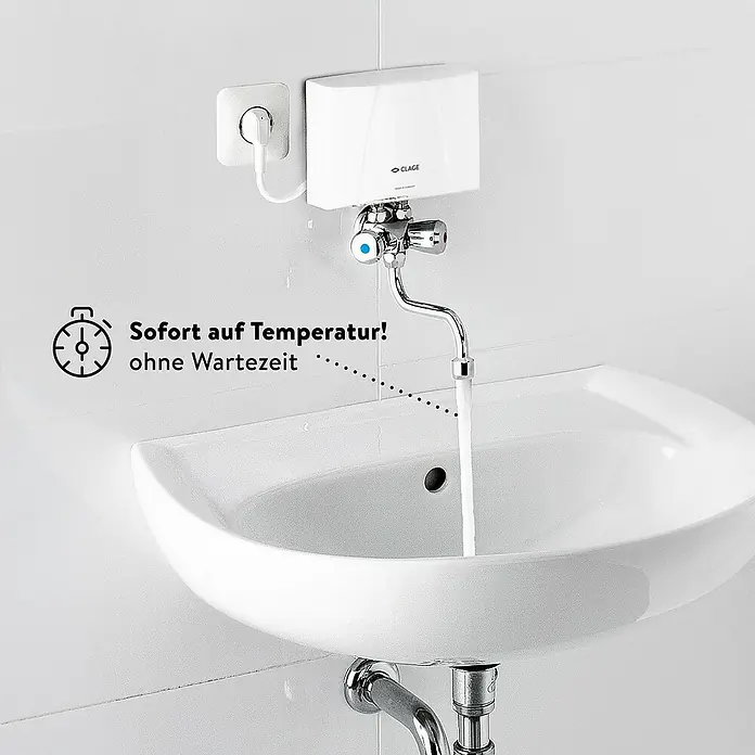 Clage Kleindurchlauferhitzer M3/SMB - 3,5 kW, Hydraulisch, Offen - Sofort heißes Wasser mit dem CLAGE Durchlauferhitzer. Keine Wartezeit, direkt die gewünschte Temperatur für ein komfortables Wascherlebnis.