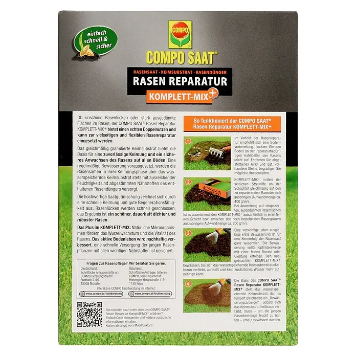 Compo Saat Rasensamen Reparatur Komplett-Mix+ - 1,2 kg, 6 m online kaufen  bei BAUHAUS