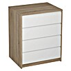 Cómoda K-763 (L x An x Al: 45 x 60 x 73,4 cm, Blanco/Roble, Número de cajones: 4)