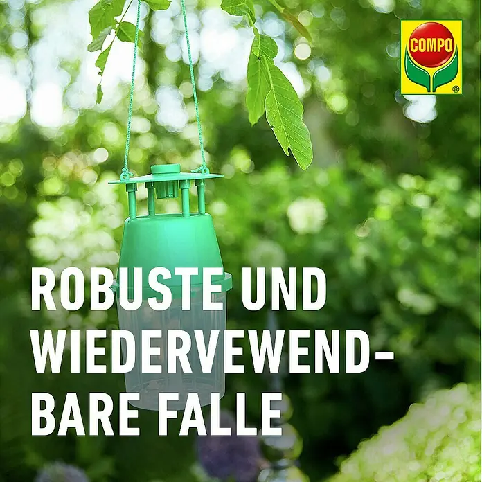 Compo Bio Trichterfalle Universal - L x B x H: 11,4 x 11,4 x 11,9 cm - Robuste, wiederverwendbare grüne und durchsichtige Insektenfalle.