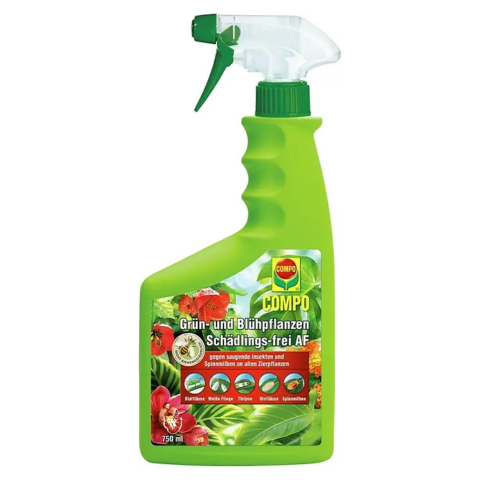 Compo Schädlingsfrei Grün- und Blühpflanzen AF - 750 ml - Hellgrüne Sprühflasche für Pflanzenschutzmittel, zur Schädlings- und Insektenbekämpfung an Grün- und Blühpflanzen.