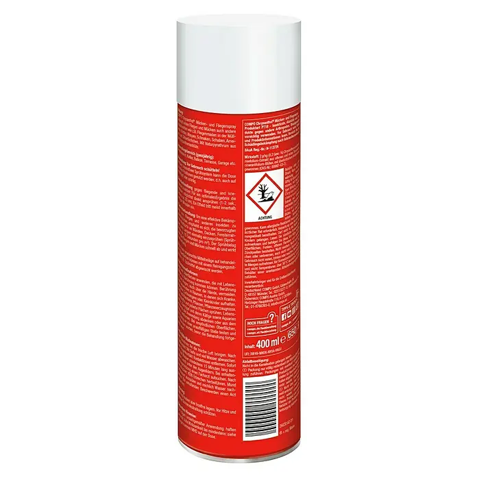 Compo Insekten-Spray Chrysanthol® - 400 ml - Weiße und rote Aerosoldose mit Insektenspray gegen Mücken und Fliegen.
