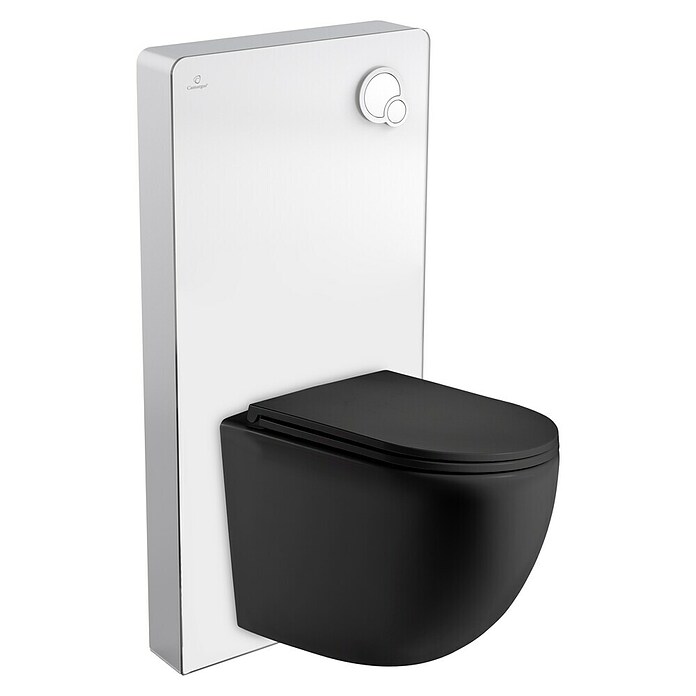 Set WC suspendido Cristal (Sin borde de descarga, 2 descargas, Blanco/Negro, 2 pzs.) | BAUHAUS