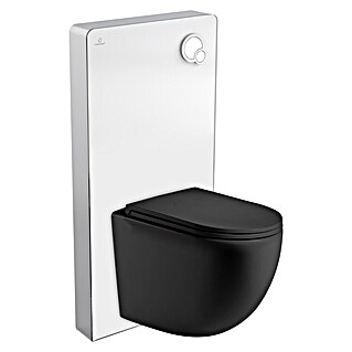 Set WC suspendido Cristal (Sin borde de descarga, 2 descargas, Blanco/Negro, 2 pzs.)