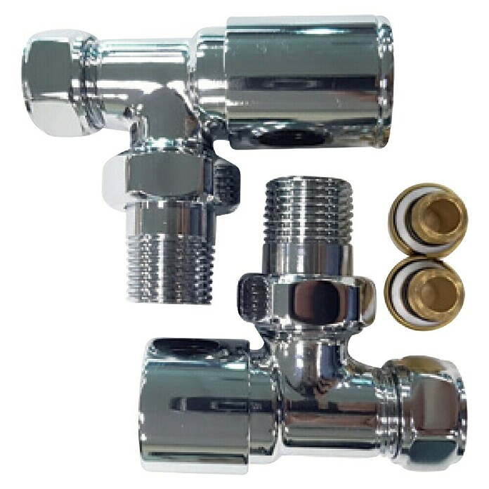 Rointe Detentor para radiador con válvula y adaptador (½″, Cromo) | BAUHAUS