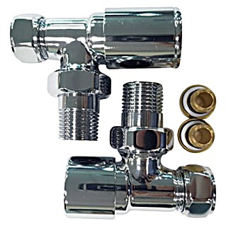 Rointe Detentor para radiador con válvula y adaptador (½″, Cromo)
