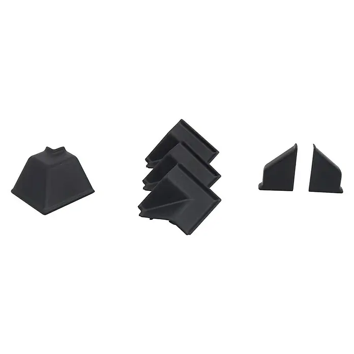 CUCINE Zubehör-Set gedreht - Schwarz, 6 -tlg. - Schwarze Eckenschutzvorrichtungen für Möbel und Bilderrahmen, bestehend aus Eckschützern und -kappen.