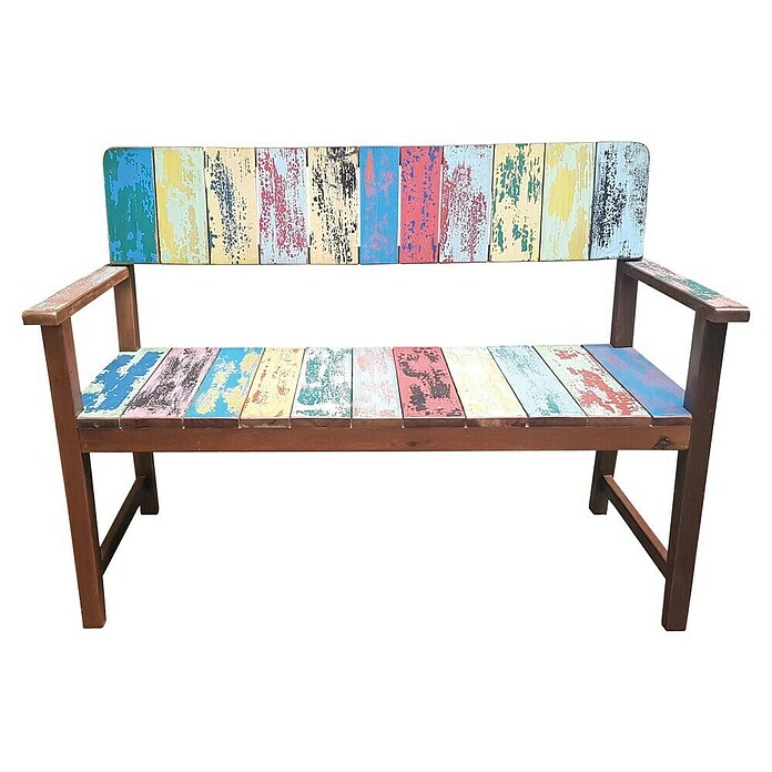 Sunfun Gartenbank aus Bootsplanken (L x B x T: 124 x 60 x 88 cm, Used-Look kräftig)