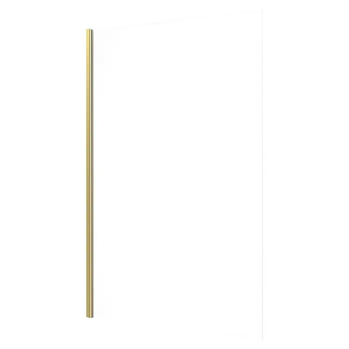 Aurlane Duschwand Parma - B x H: 120 x 200 cm, Gebürstet, Gold - Vertikale goldfarbene Metallstange, möglicherweise als Rahmen oder Zierkante.