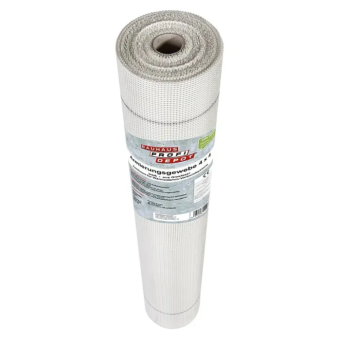 Profi Depot WDVS-Armierungsgewebe - Max. Anwendungsfläche: 55 m² - Eine Rolle Bauhaus Profi Depot Armierungsgewebe 4x4, ein weißes Glasfasergewebe zur Verstärkung von Wärmedämm-Verbundsystemen.