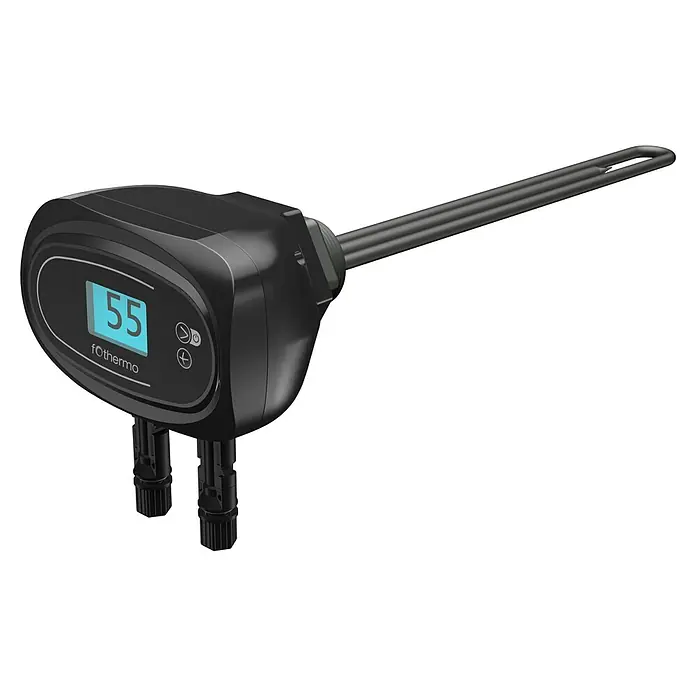 Heizstab - 550 W - Schwarzer digitaler Tauchwasserheizer-Thermostat mit hellem Display '55', Bedientasten und dreifachem Heizelement.