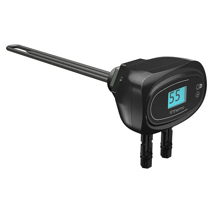 Heizstab - 550 W - Schwarzer Elektrotauchsieder mit Digitalanzeige und integrierter Temperaturregelung, mit Metallelementen.