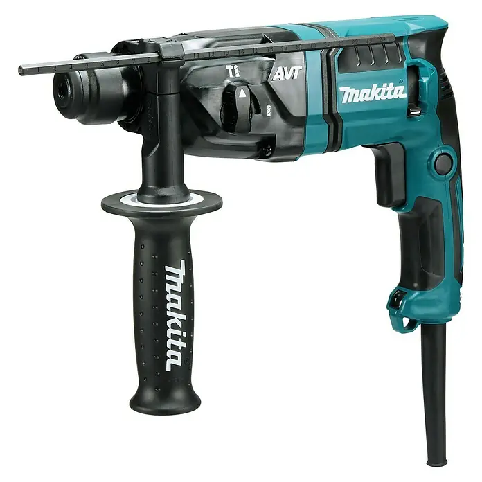 Makita Martillo perforador HR1841FJ - 470 W, 1,4 J, Alojamiento SDS-Plus - Martillo rotativo Makita con mango auxiliar para un trabajo preciso y un control mejorado.