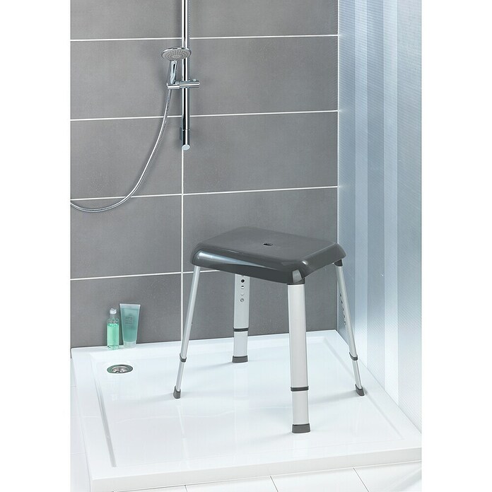 Wenko Secura Premium Kopalniški stol  (Nastavitev višine: 42 cm - 52 cm, Nosilnost: 130 kg, Antracit) | 3717 - Sicherheitsprogramm | DADD - Accessoires | DAD - Badausstattung | DA - Badausstattung/Bäderwelt | D - Sanitär | BAUHAUS