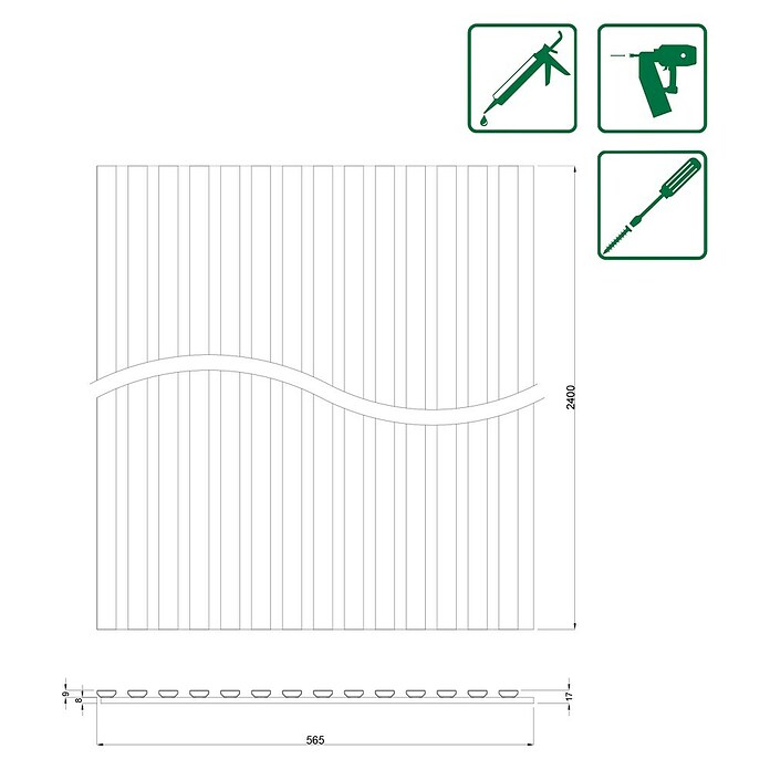 FN Neuhofer Akustični panel  (Beton, D x Š x D: 2.400 x 565 x 17 mm) | BAUHAUS