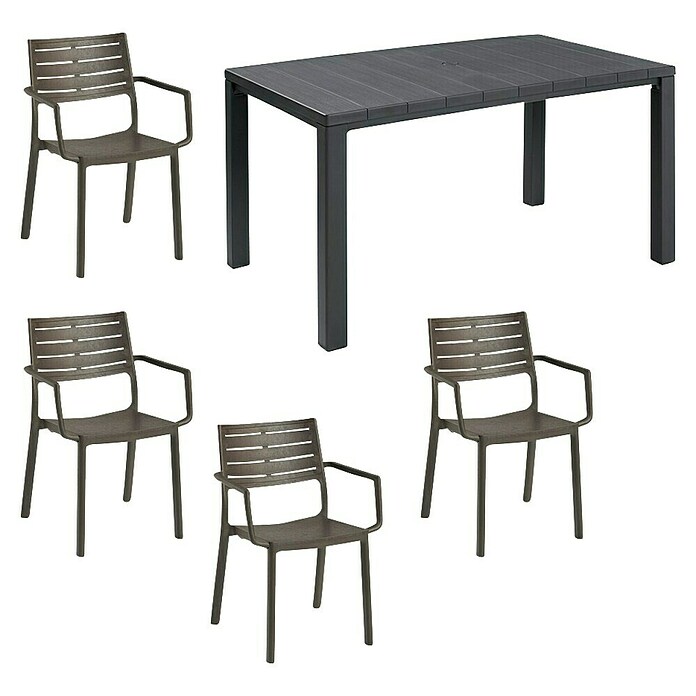 Keter Conjunto de muebles Julie + Metaline (5 pzs., Polipropileno, Grafito) | BAUHAUS
