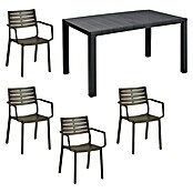 Keter Conjunto de muebles Julie + Metaline (5 pzs., Polipropileno, Grafito) | BAUHAUS