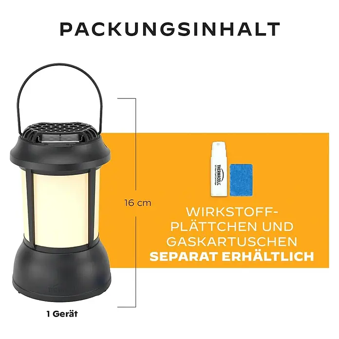 Thermacell Mückenstop-Laterne ohne Wirkstoff - Reichweite ca.: 20 m - Schwarzes Thermacell Laternen-Gerät mit Griff, 16 cm hoch.