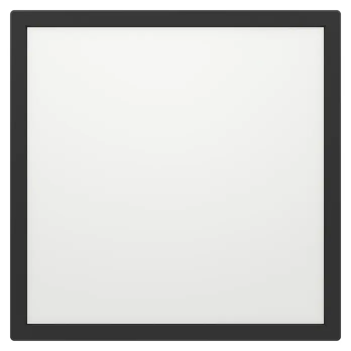 Eglo LED-Deckenleuchte Rovito-R - 17,6 W, L x B x H: 39 x 39 x 3 cm, Schwarz, Warmweiß - Ein quadratischer, schwarzer Bilderrahmen mit einer weißen Fläche in der Mitte, ideal für Fotos oder Kunstwerke. Schlicht und modern.