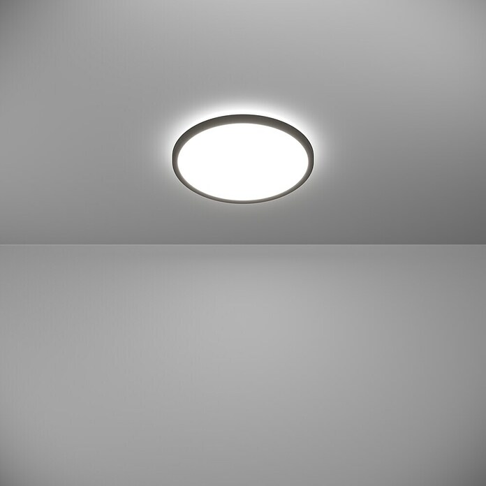 Eglo LED stropna svjetiljka  (13,9 W, Ø x V: 30 x 3 cm, Crna, Topla bijela) | BAUHAUS